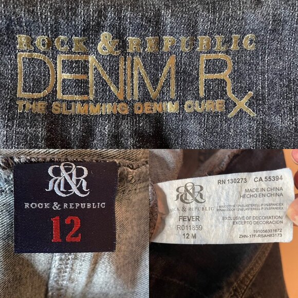 Rock & Republic Denim Rx Slimming Jeans Fever Wash Women's 12 Distressed Pull-On - Picture 3 of 7